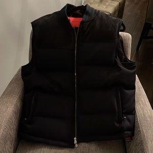 ISAIA NAPOLI NWT 44 R Mixed Media Vest. Lamb skin and wool/polyester down fill